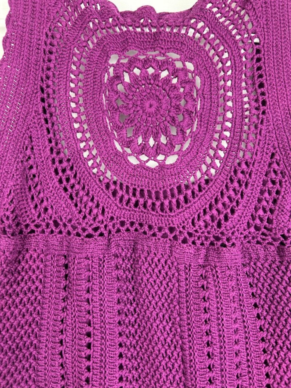 Athleta Dress Women's S Purple Cotton Blend Crochet Knit Sleeveless Casual Wear - Picture 9 of 13